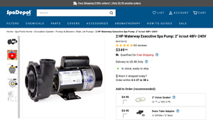 Waterway - 2 HP Executive Spa Pump/Motor