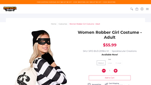 Spooktacular Creations - Women Robber Girl Costume