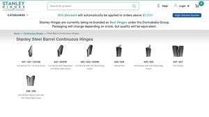 Stanley - Steel Barrel Continuous Hinges