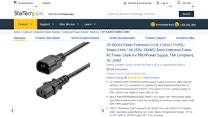 StarTech - 2ft Power Extension Cord