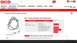 Static Control Solutions - SCS - 2371 Dual Conductor 20' Coiled Cord