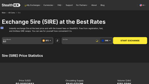 Screenshot of 5ire Exchange | 5IRE Price Live | StealthEX.io