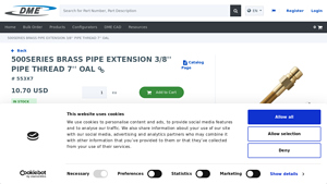 DME - 500SERIES BRASS PIPE EXTENSION