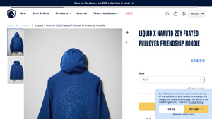 Team Liquid - Liquid x Naruto 20Y Frayed Pullover Friendship Hoodie