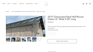 Sunrise - 20 FT Galvanized Steel Half Round Gutter