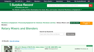 Surplus Record - Used Rotary Mixers and Blenders