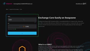 Screenshot of Core Exchange, Price, Chart | Trade CORE - Swapzone