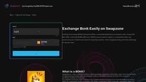 Screenshot of Bonk Exchange, Price, Chart | Trade BONK - Swapzone