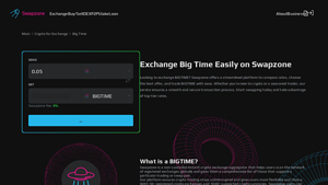 Screenshot of Big Time Exchange, Price, Chart | Trade BIGTIME - Swapzone
