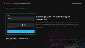Screenshot of MANTRA DAO Exchange, Price, Chart | Trade OM - Swapzone