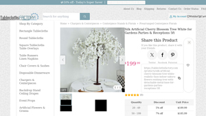 Tablecloths Factory - White Artificial Cherry Blossom Tree