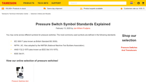Tameson - Pressure Switch Symbol Standards Explained