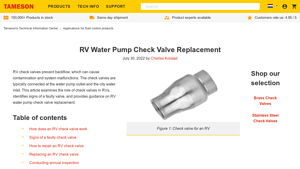 Tameson - RV Water Pump Check Valve