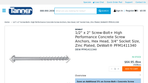 Dewalt - PFM1411340 1/2 x 2 Screw Bolt
