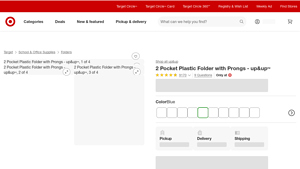 up&up™ - 2 Pocket Plastic Folder with Prongs