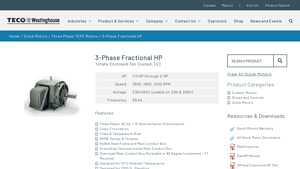 Tecowe Westinghouse - 3-Phase Fractional HP Electric Motor