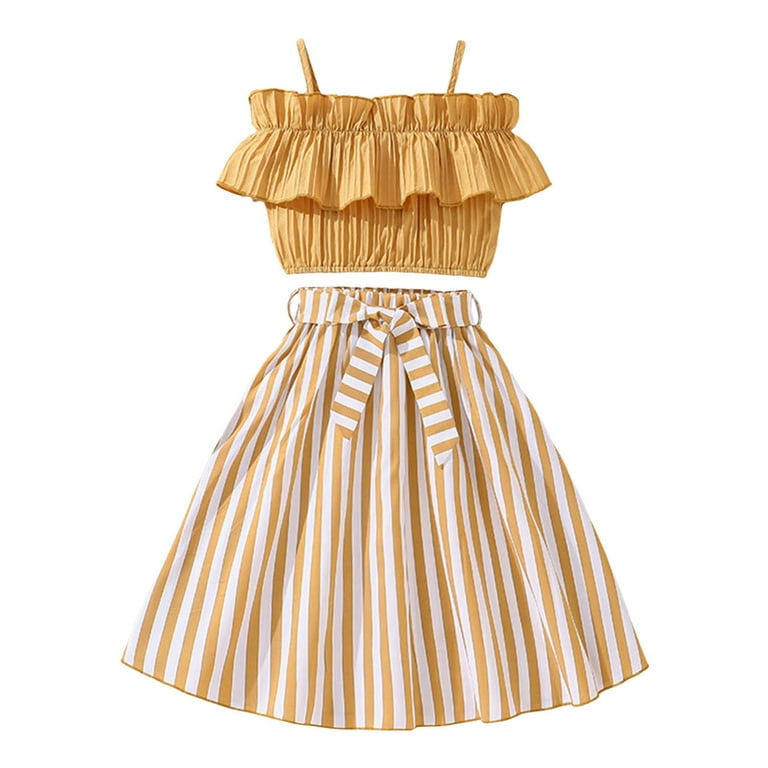 An application scenario or product detail of teen frock elastic top part in yellow - Image 18