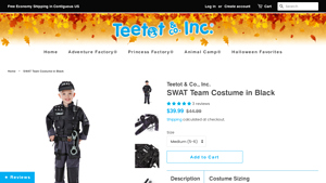 Teetot & Co., Inc. - SWAT Team Costume in Black