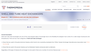 Thermopedia - Shell and Tube Heat Exchangers