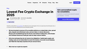 Screenshot of 7 Lowest Fee Crypto Exchanges in 2025 - TokenTax