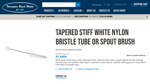 Torrington Brushes - Tapered Stiff White Nylon Bristle Tube Brush