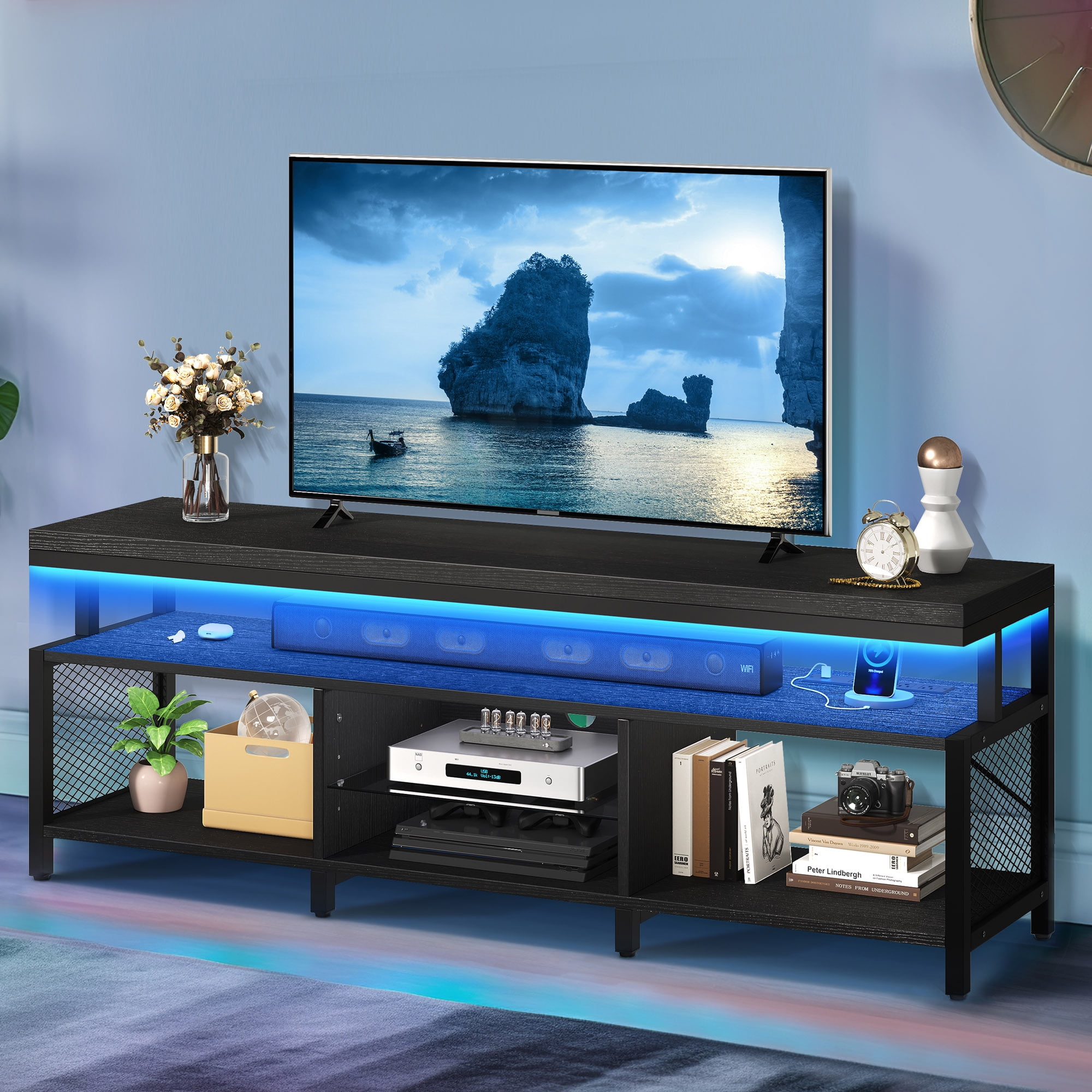 An application scenario or product detail of tv stand with led lights - Image 1