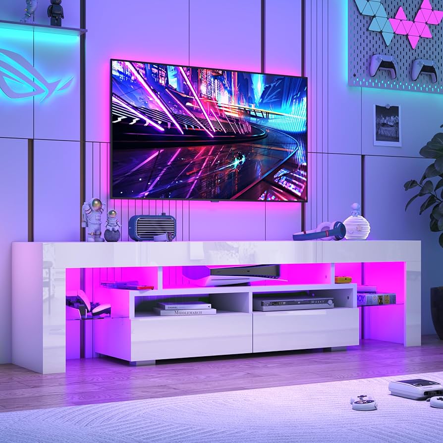 An application scenario or product detail of tv stand with led lights - Image 4