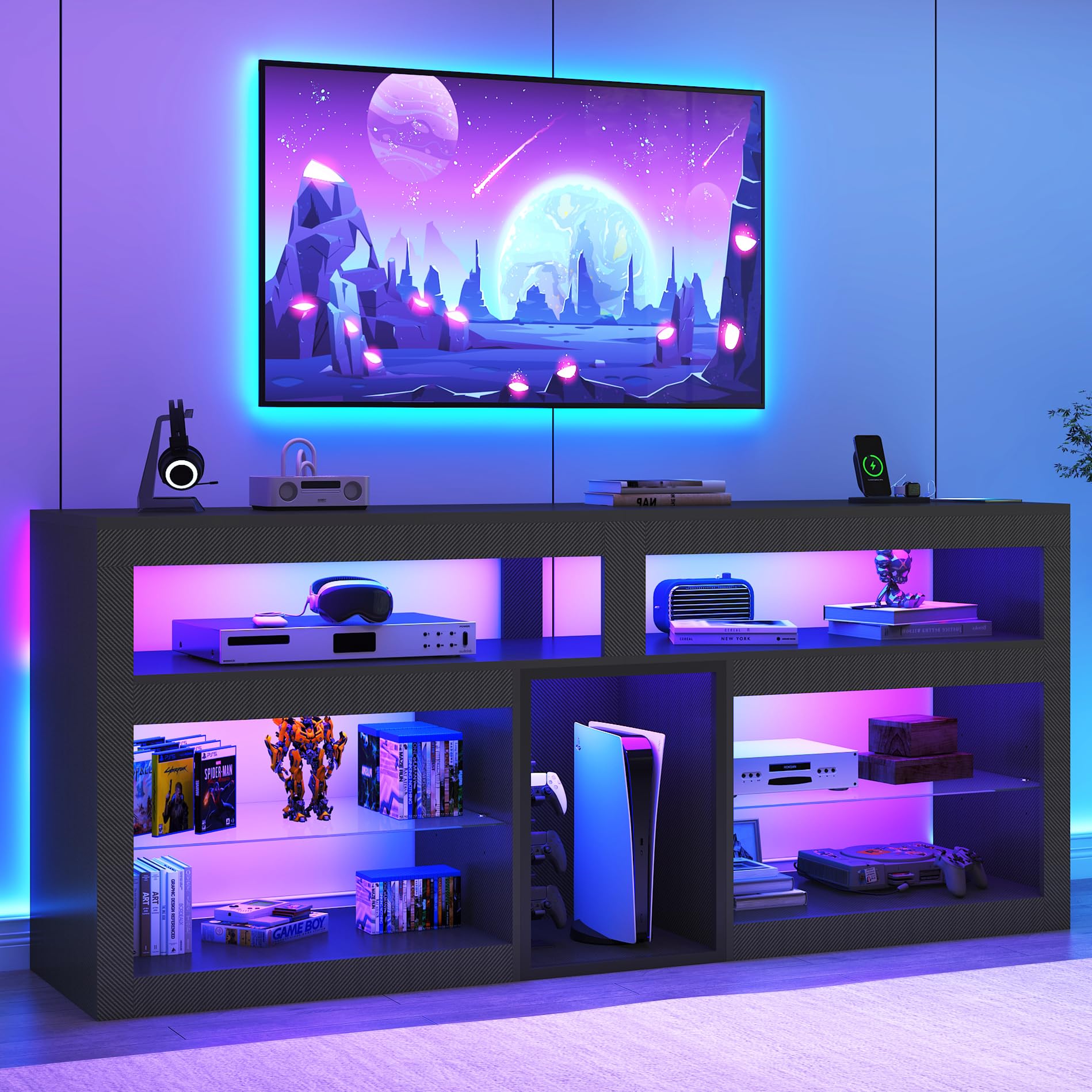 An application scenario or product detail of tv stand with led lights - Image 12