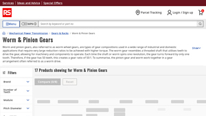 RS Online - Worm and Pinion Gears