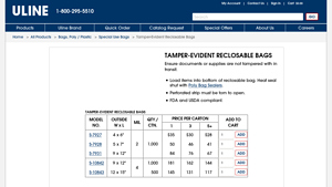 Uline - Tamper-Evident Reclosable Bags