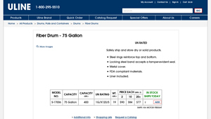 Uline - Fiber Drum - 75 Gallon