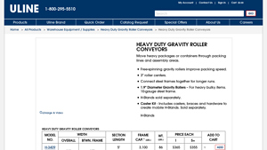 Uline - Heavy Duty Gravity Roller Conveyors