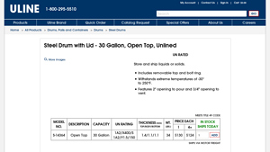 Uline - Steel Drum with Lid 30 Gallon