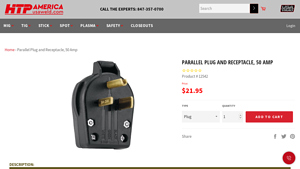 HTP AMERICA INC. - Parallel Plug and Receptacle, 50 Amp