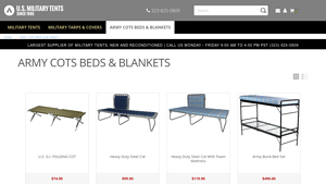 US Military Tents - U.S. G.I. Folding Cot