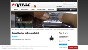 Velvac - Haldex-Style Low Air Pressure Switch