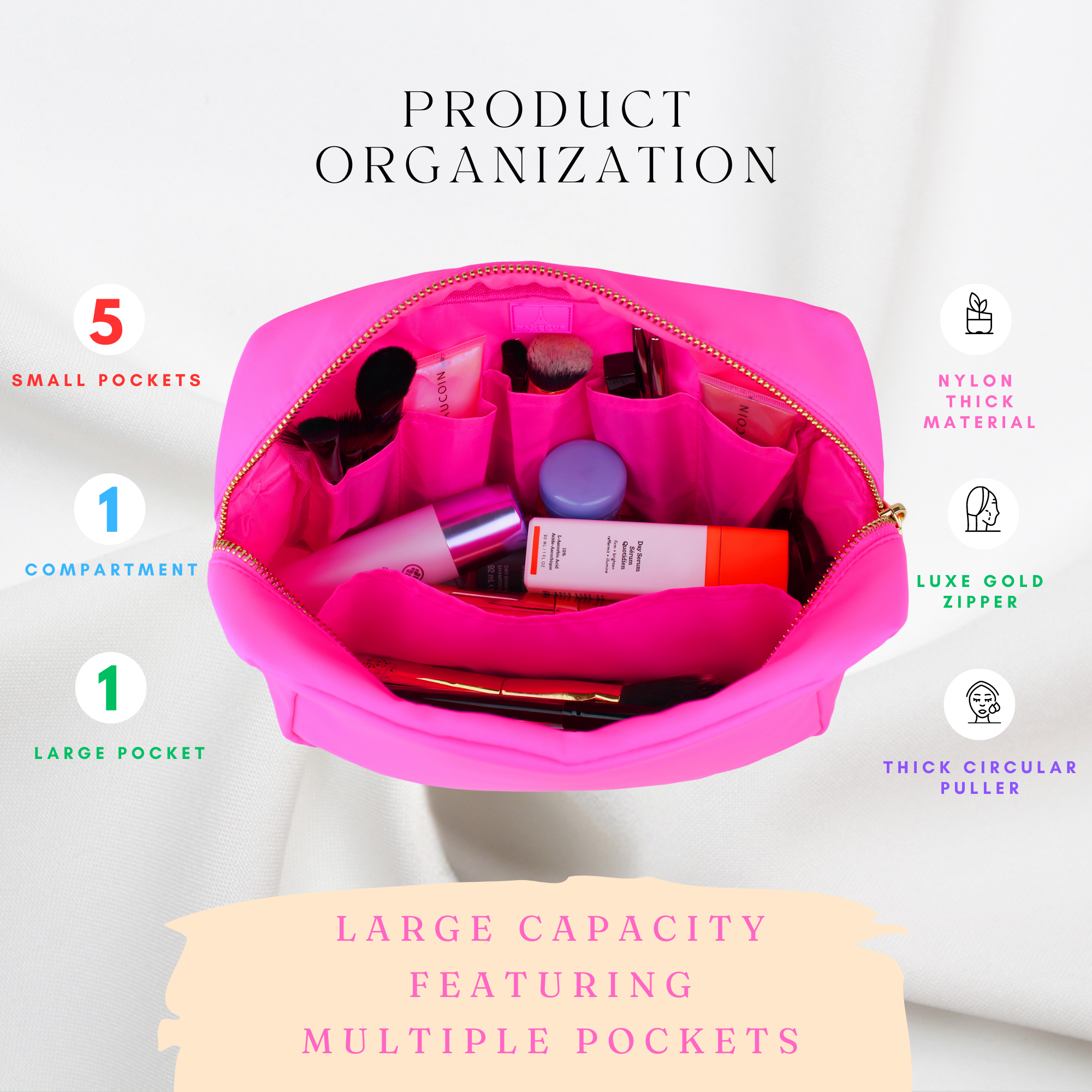 An application scenario or product detail of vs pink makeup bag - Image 6