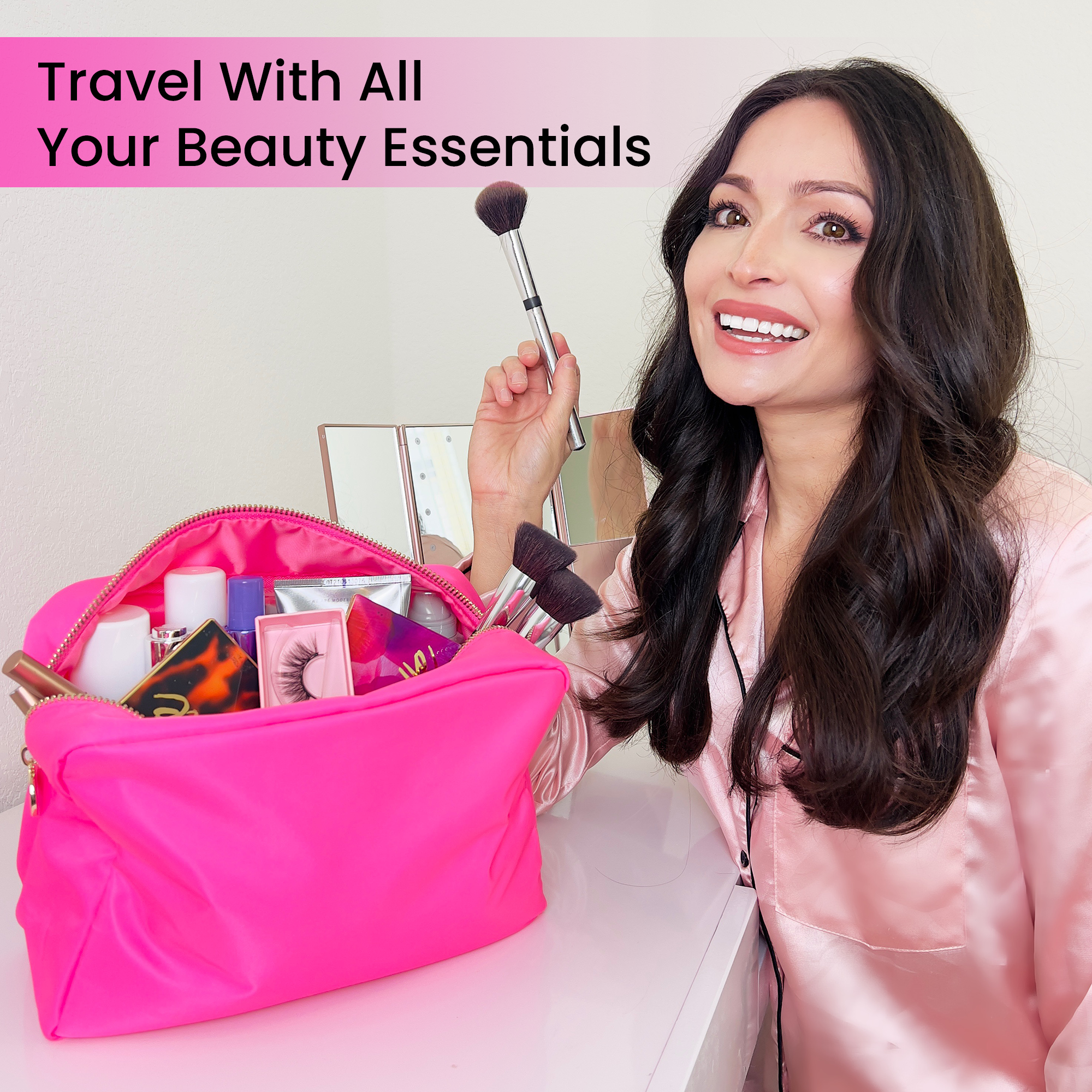 An application scenario or product detail of vs pink makeup bag - Image 13