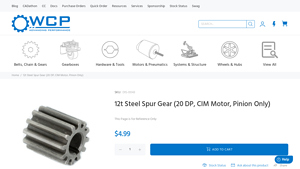 WC Products - 12t Steel Spur Gear