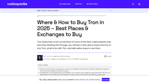 Screenshot of How to Buy Tron in 2025 – Best Exchanges - Webopedia