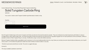 Wedgewood Rings - Solid Tungsten Carbide Ring