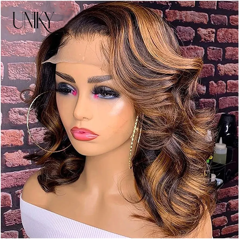 An application scenario or product detail of wet curls ombre wig short lace - Image 3