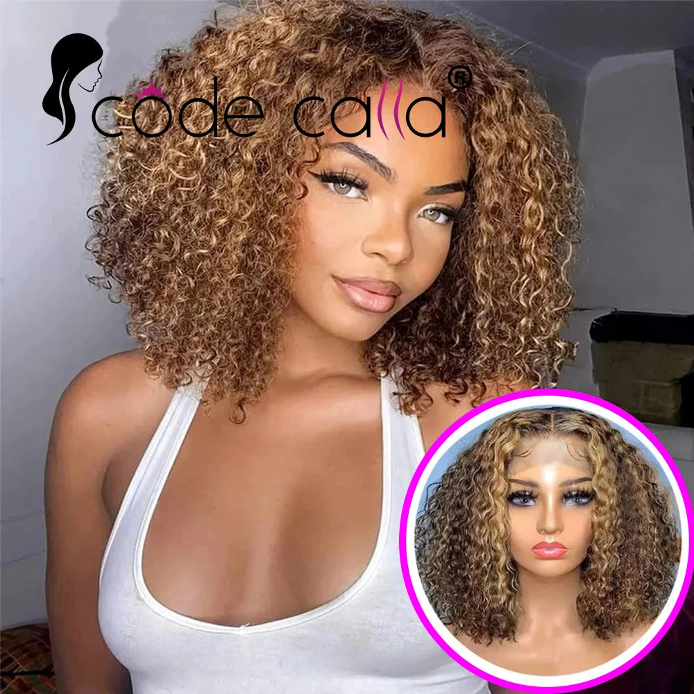 An application scenario or product detail of wet curls ombre wig short lace - Image 11