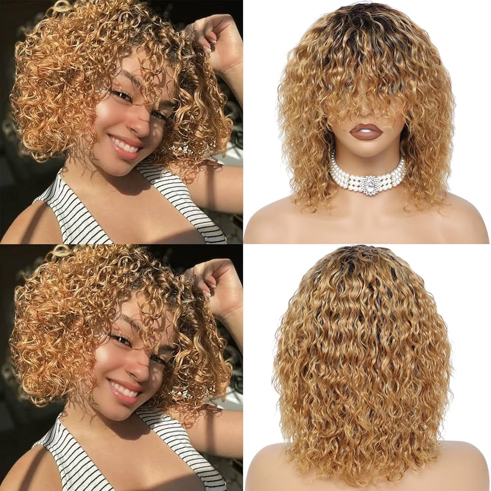 An application scenario or product detail of wet curls ombre wig short lace - Image 21
