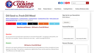 What's Cooking America - Dill Seed vs. Fresh Dill Weed