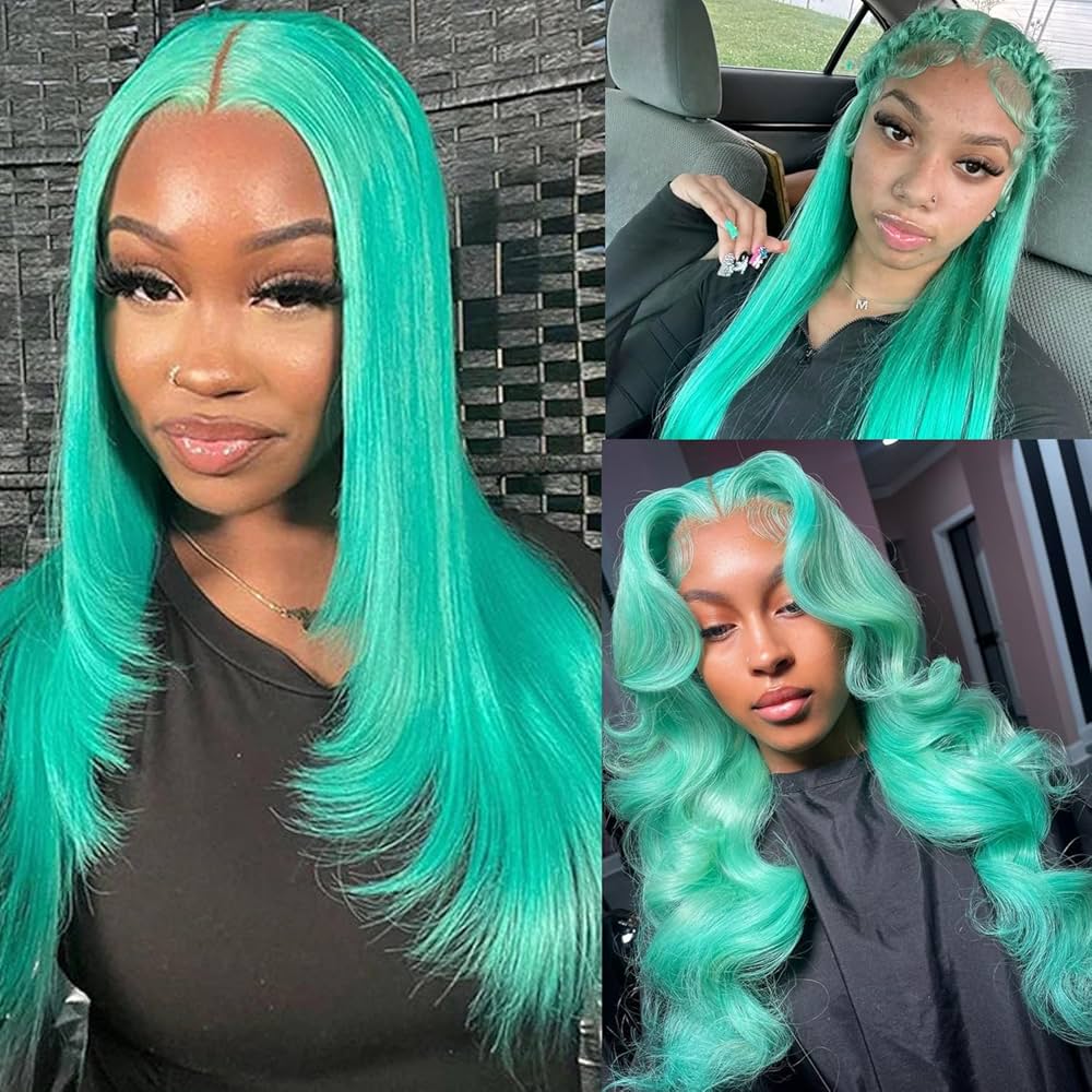An application scenario or product detail of white blonde and turquoise wig - Image 8