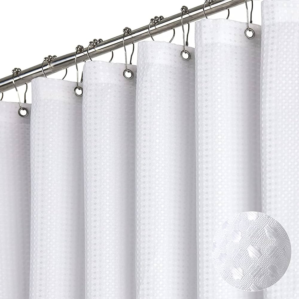 An application scenario or product detail of white fabric shower curtain - Image 3