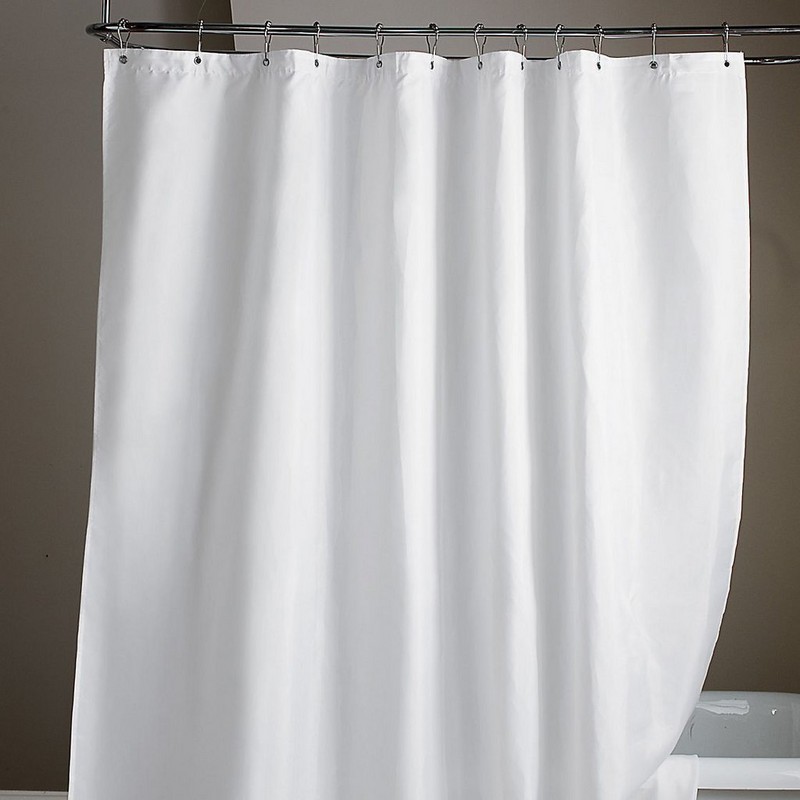 An application scenario or product detail of white fabric shower curtain - Image 6