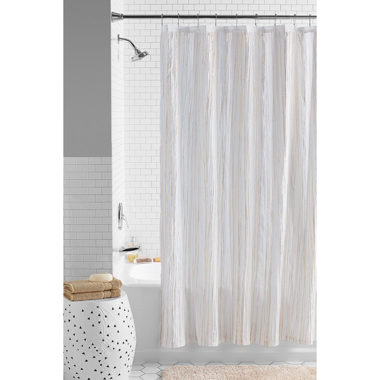 An application scenario or product detail of white fabric shower curtain - Image 7