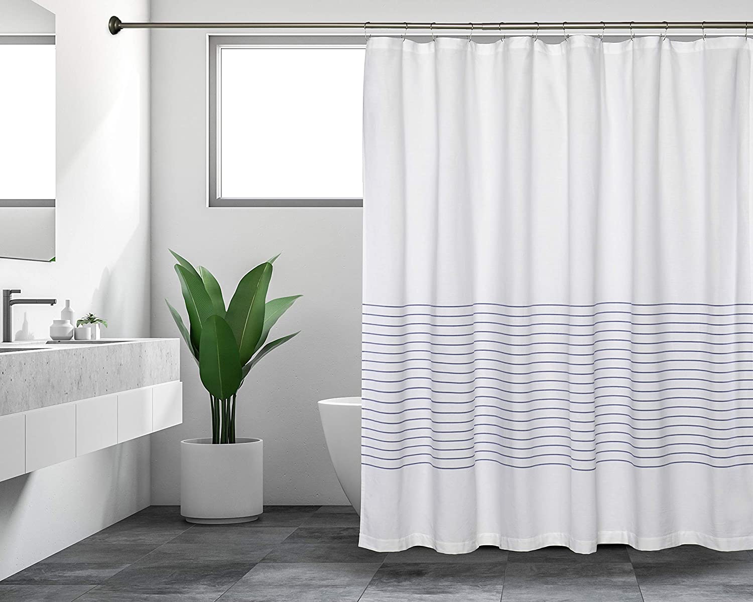An application scenario or product detail of white fabric shower curtain - Image 10